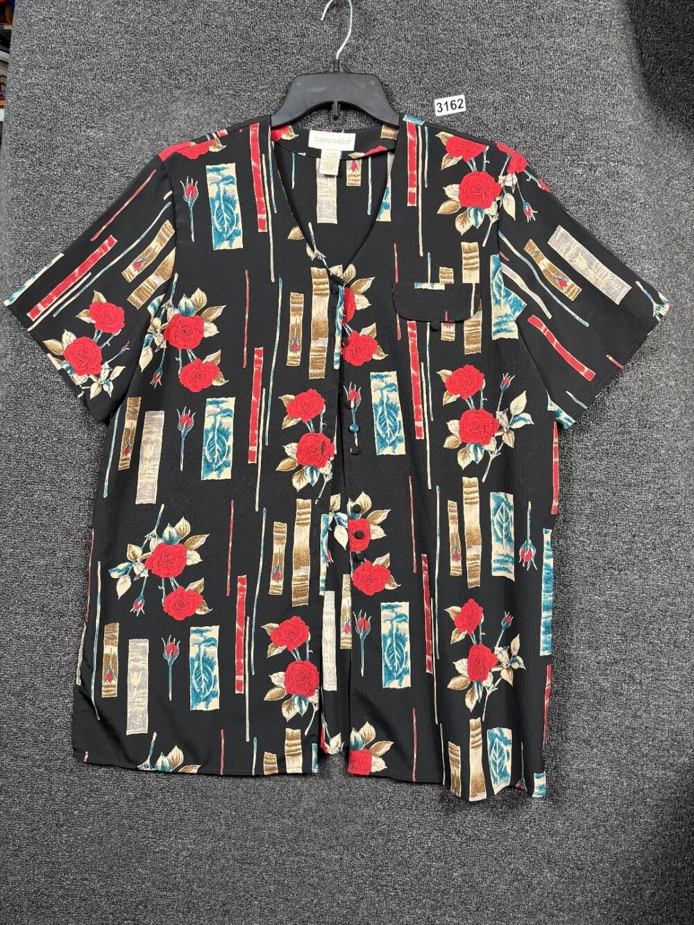 VTG Christie & Jill Button Up Tunic Blouse Women's Size XL Floral Multicolor